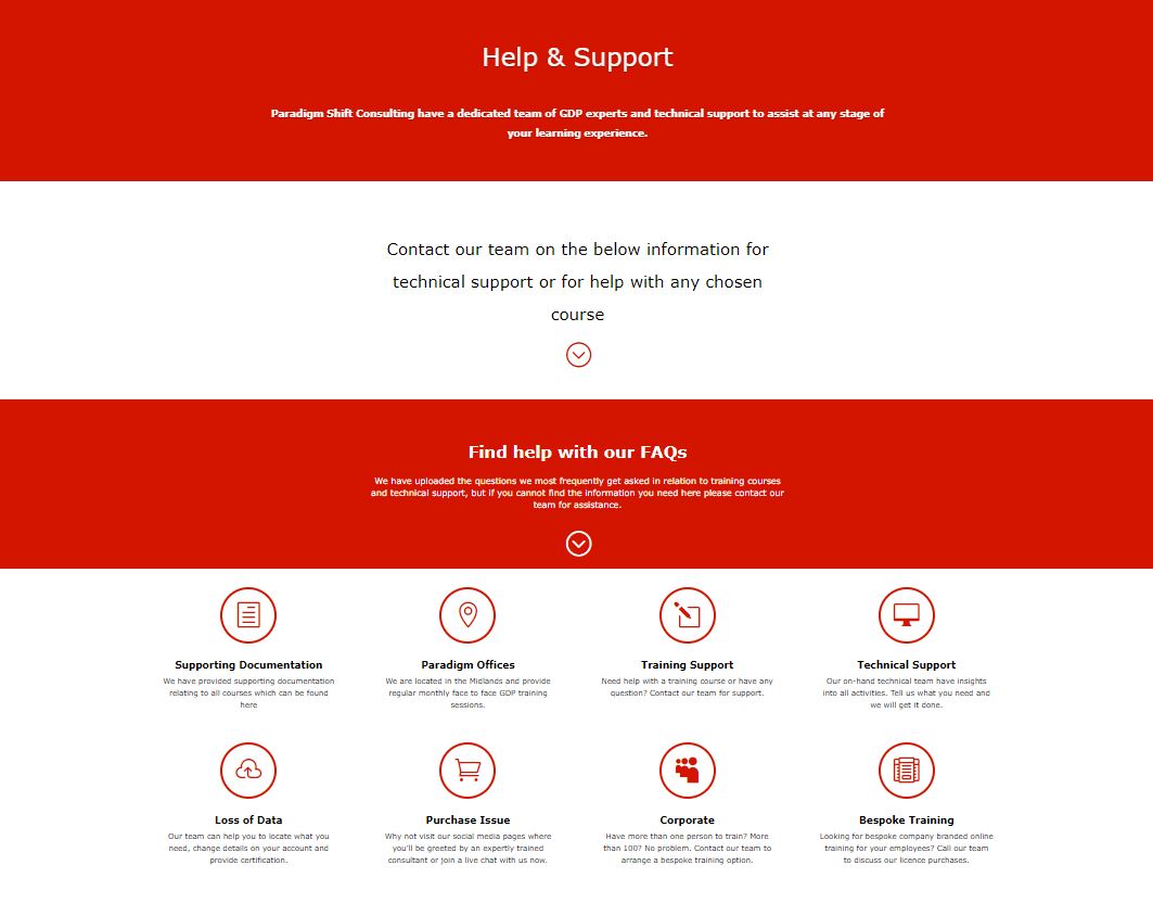 Help and Support - GDP Training - 2026